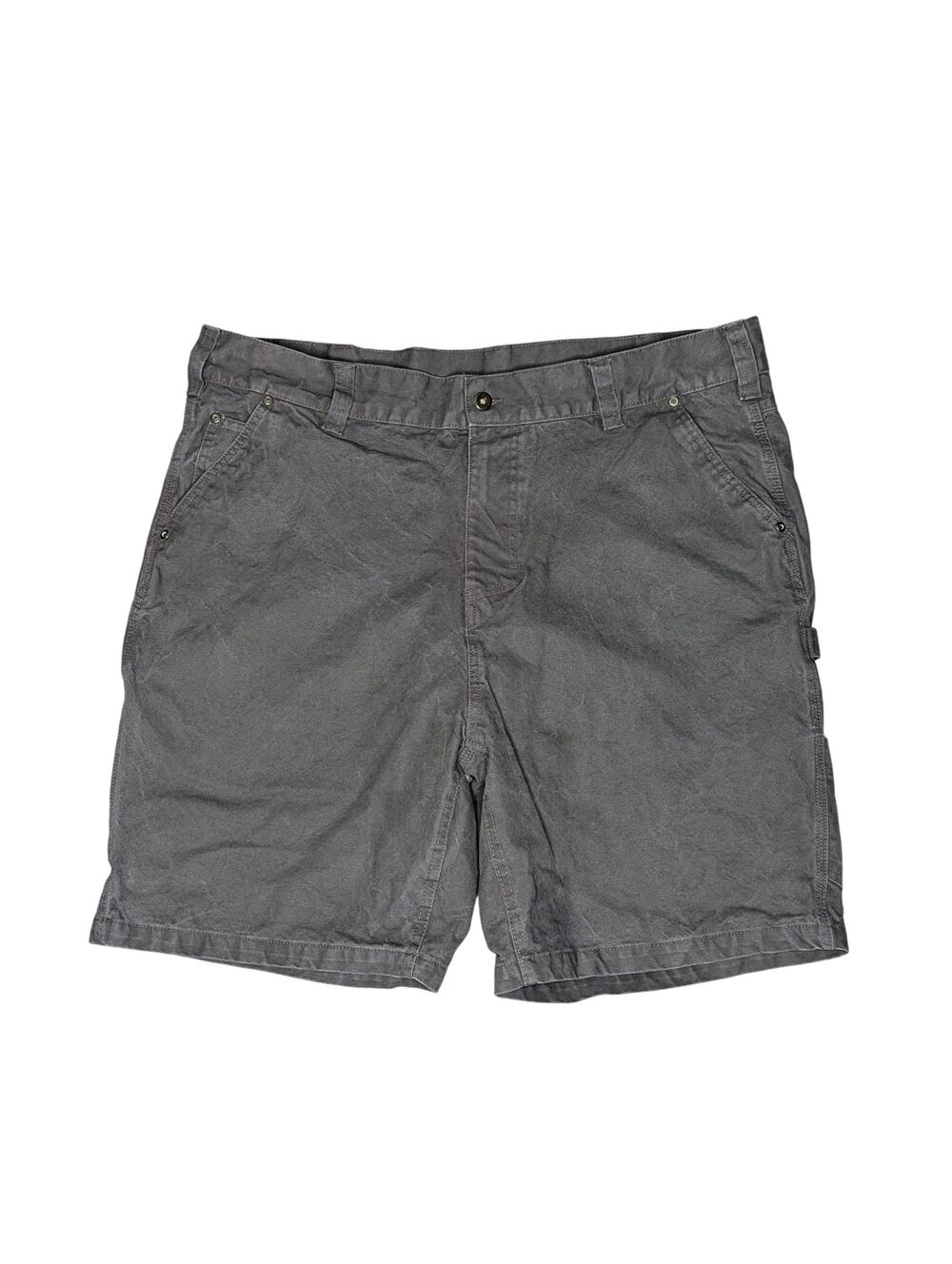Men's Gray Y2K Utility Shorts Size 42 Distressed Thick Canvas Skater Grunge